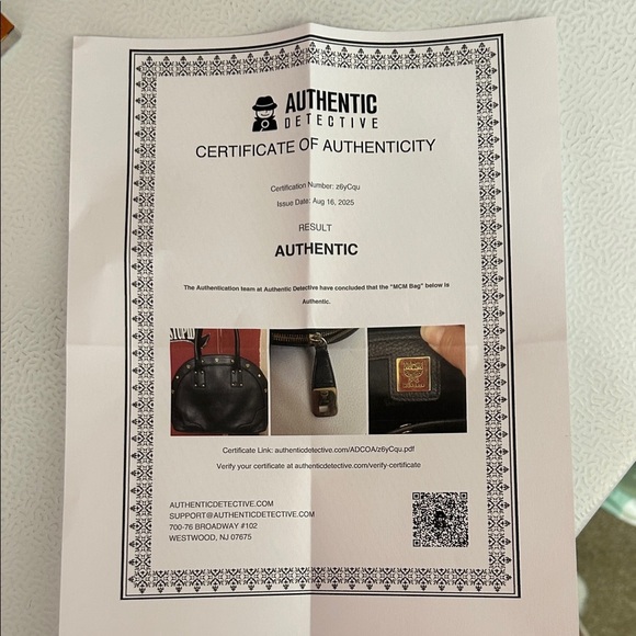 MCM Black Leather Satchel with Gold Accents with COA - Picture 6 of 11